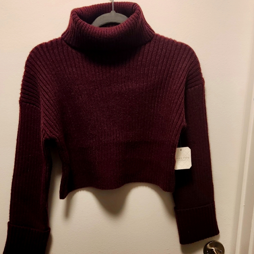 NWT Burgundy Altard State Cropped Turtleneck Sweater